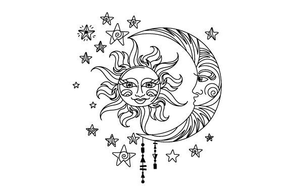 Sun Moon and Stars - Free SVG