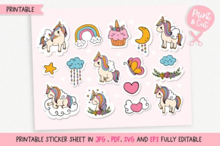 Download Unicorn Printable Stickers - Free And Premium Svg Cut Files