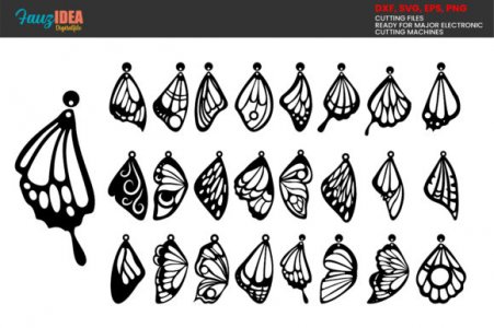 Download 24 Butterfly Wing Earrings Templates - Free and Premium SVG