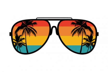 Download Beach Palm Tree Retro Sunglasses PNG SVG - Free SVG