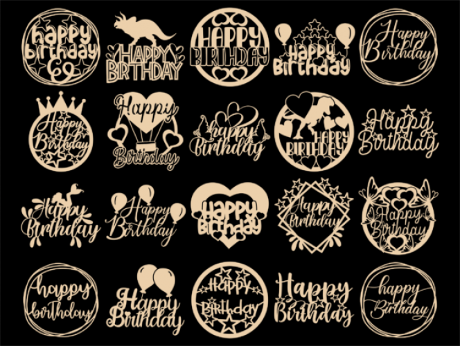 Download Happy Birthday SVG, Cake Topper Svg, Png - Free SVG