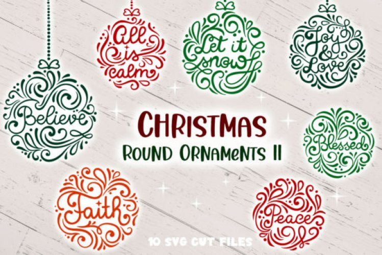 Download Christmas Round Ornaments II- 10 SVG Cut - Free SVG