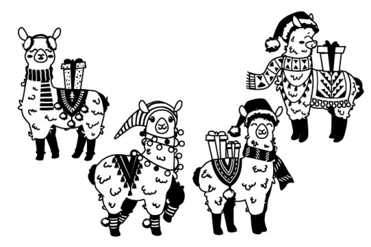 Download Set of 4 Christmas Llamas - Free and Premium SVG Cut Files