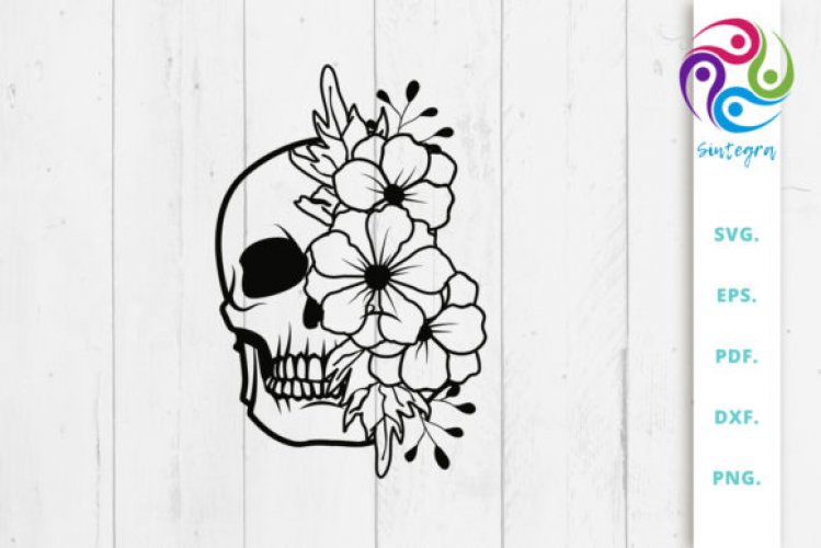 Download Skull with Flowers - Free and Premium SVG Cut Files