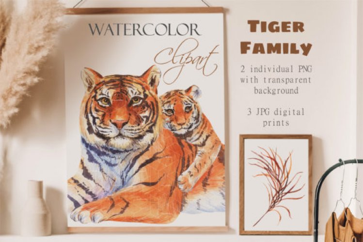 Download Download Watercolor Tigers Clipart Animal Family - Free and Premium SVG Cut Files