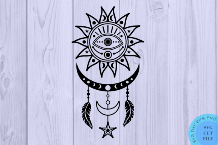 Download Celestial Sun Moon Phase Dreamcatcher Free And Premium Svg Cut Files