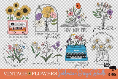 Vintage Flowers Sublimation Bundle